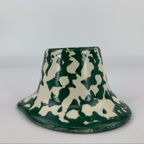 2/$25 Heart Shaped Green and Off-White Ceramic Votive Candle Holder - Picture 12 of 15